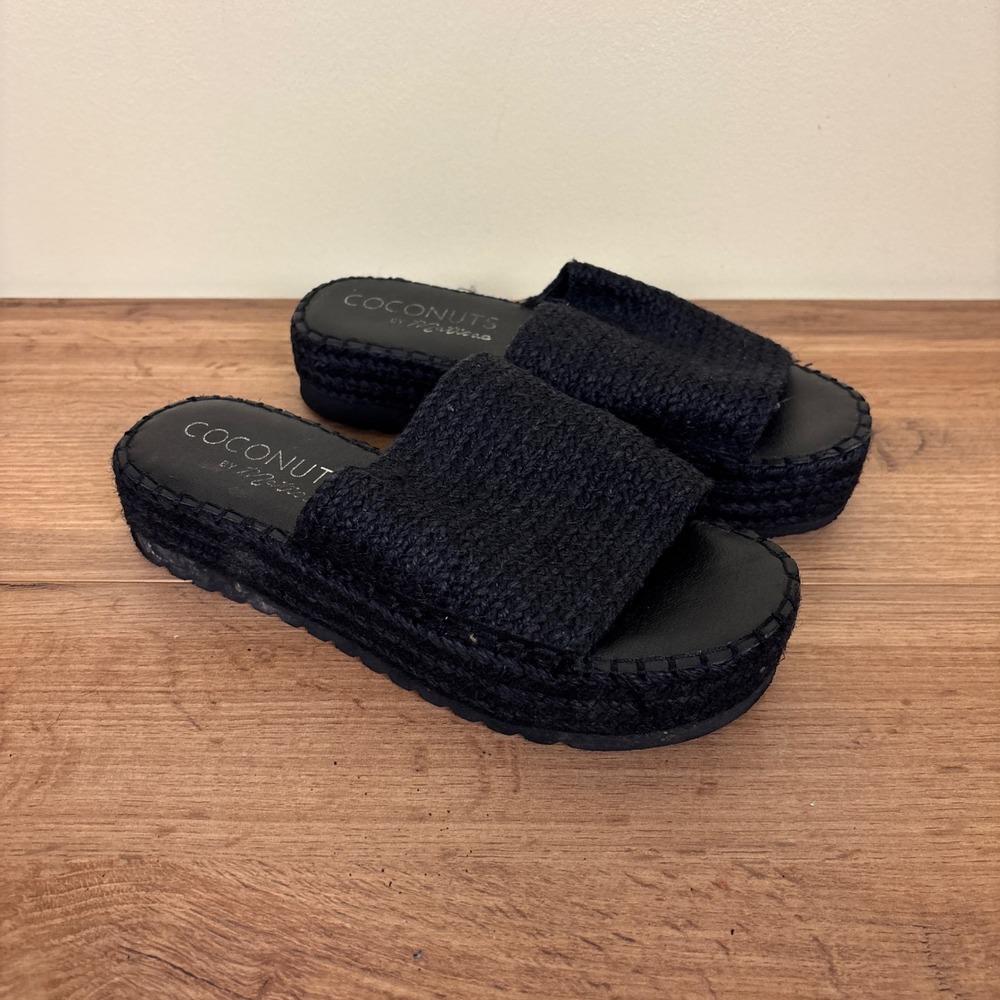 COCONUTS BY MATISSE Del Mar Platform Slide Sandal Onyx Black Women Size 8 Casual